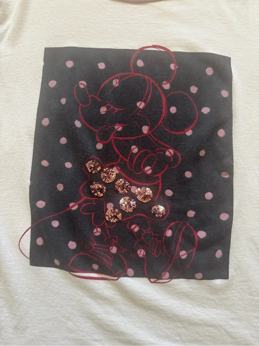 Disney X Coach Mickey Mouse Collaboration Sequin Sleeves T Shirt Size XS